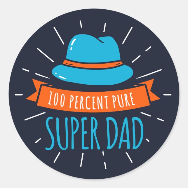 100 Percent Pure Super Dad Modern Father's Day Classic Round Sticker (Front)