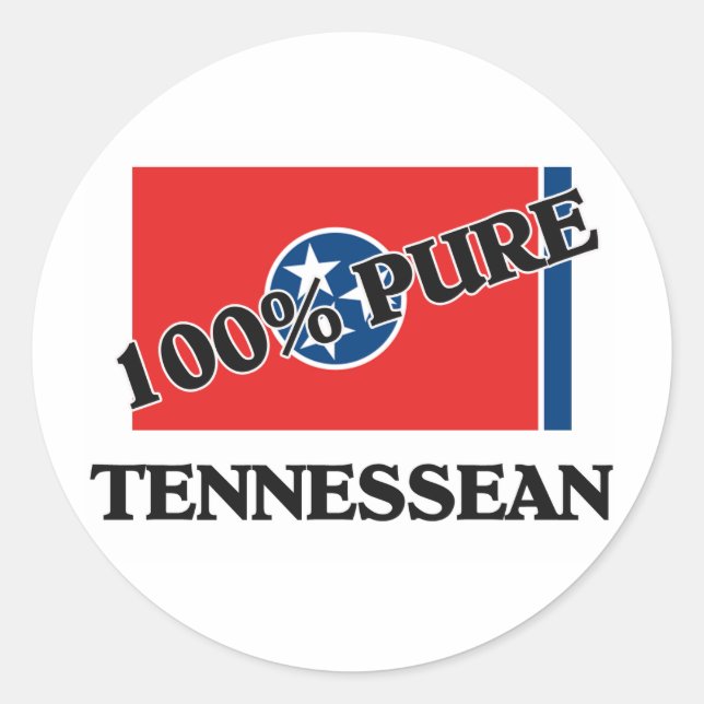 100 Percent Tennessean Classic Round Sticker (Front)