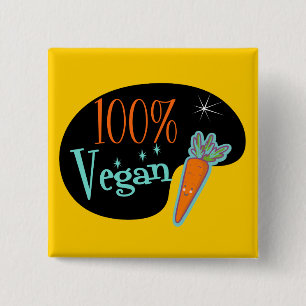 100 Percent Vegan 15 Cm Square Badge