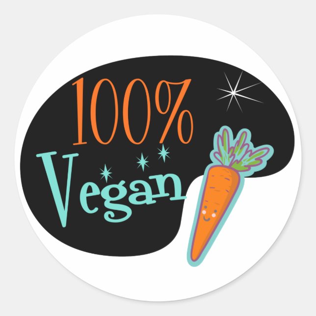 100 Percent Vegan Classic Round Sticker (Front)