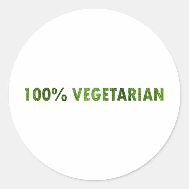 100 PERCENT VEGETARIAN CLASSIC ROUND STICKER (Front)