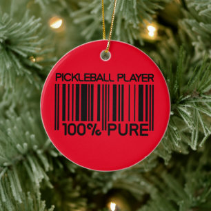 100% pickleball player custom text ceramic tree decoration