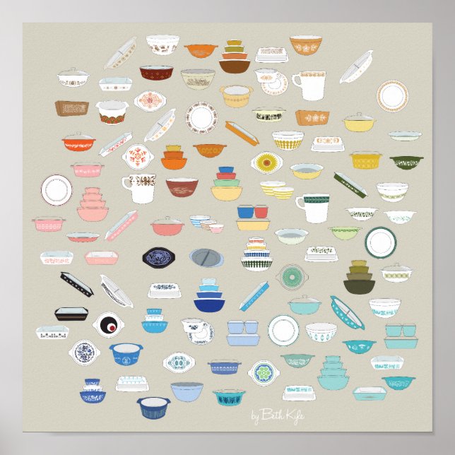 100 Pieces of Pyrex - Beige Poster (Front)