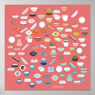 100 Pieces of Pyrex - Red Poster