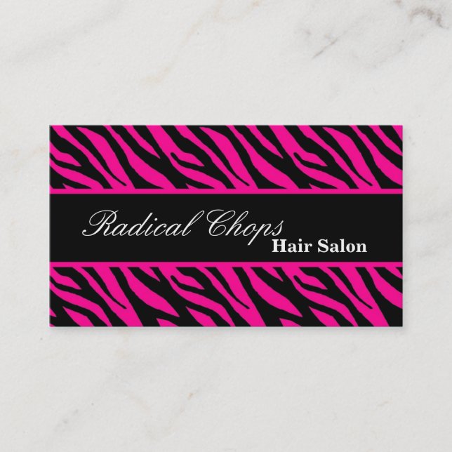 100 Pink Black Zebra Print Pattern Business Card (Front)