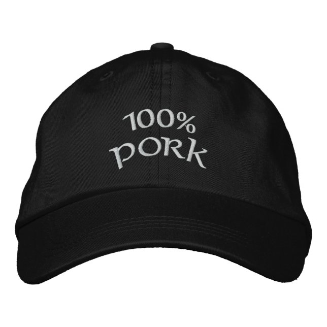 100% Pork Embroidered Hat (Front)