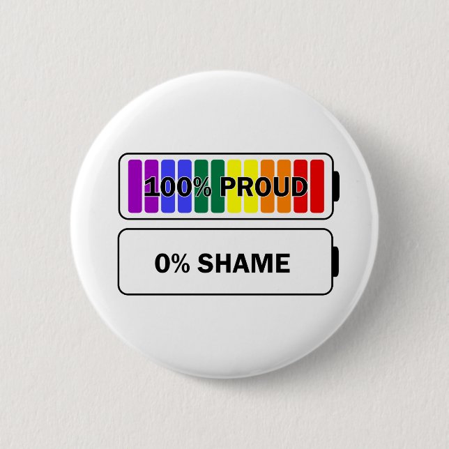 100% Proud 0% Shame 6 Cm Round Badge (Front)