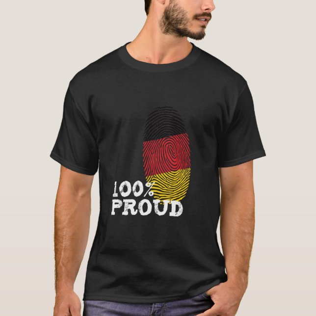 100 Proud Germany fingerprint flag for Proud Germa T-Shirt (Front)