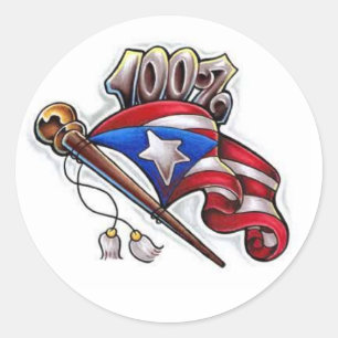 100% puertorican classic round sticker