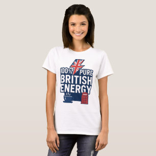 100% Pure British Energy Funny UK Pride  T-Shirt