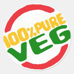 100% Pure Veg Classic Round Sticker