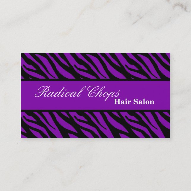 100 Purple Black Zebra Print Pattern Business Card (Front)