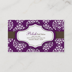 100 Purple Damask Nail Technician Business Card