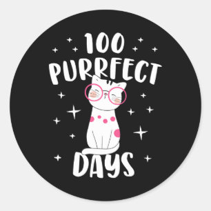 100 Purrfect Days Cat Happy 100th Day Of School Co Classic Round Sticker