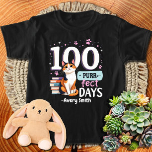 100 Purrfect Days Of School Cat Girls 100th Day T-Shirt