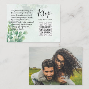 100 QR CODE WEDDING RSVP Greenery PHOTO Enclosure Business Card