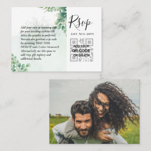 100 QR CODE WEDDING RSVP Greenery PHOTO Enclosure Business Card