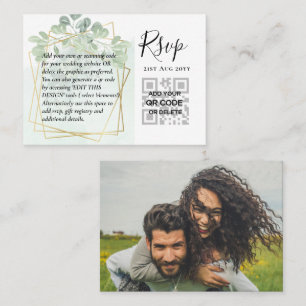 100 QR CODE WEDDING RSVP Greenery PHOTO Enclosure Business Card