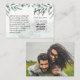 100 QR CODE WEDDING RSVP Greenery PHOTO Enclosure Business Card