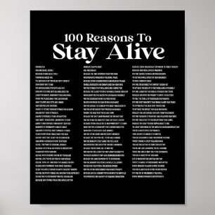 100 Reasons To Stay Alive Suicide Prevention 988 S Poster