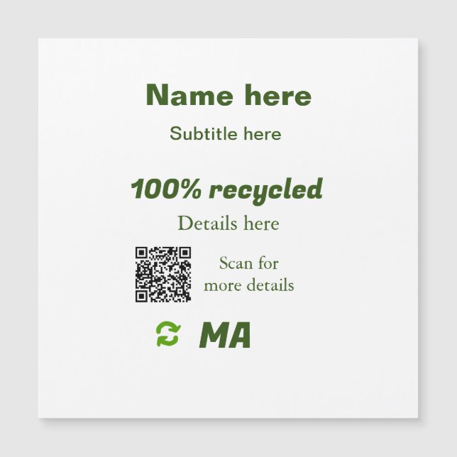 100% recycled add Q R code here business name (Front)