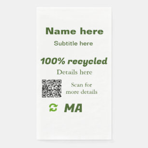 100% recycled add Q R code here business name Napkin