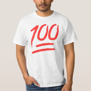 "100" Red Emoji World Tee