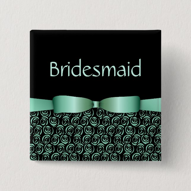 100 Rosettes Wedding Bridesmaid Buttons - Aquamari (Front)