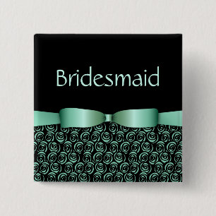 100 Rosettes Wedding Bridesmaid Buttons - Aquamari