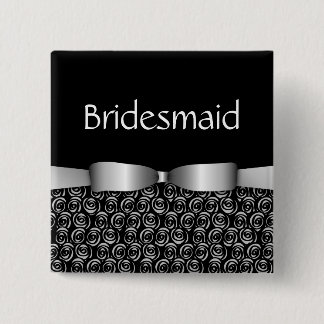 100 Rosettes Wedding Bridesmaid Buttons - Silver