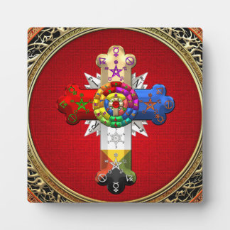 [100] Rosy Cross (Rose Croix) on Red & Gold Plaque