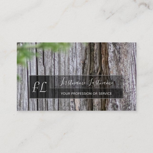 100% rustic natural organic wooden monogram busine business card (Front)