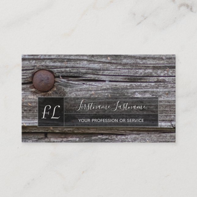 100% rustic natural organic wooden monogram busine business card (Front)