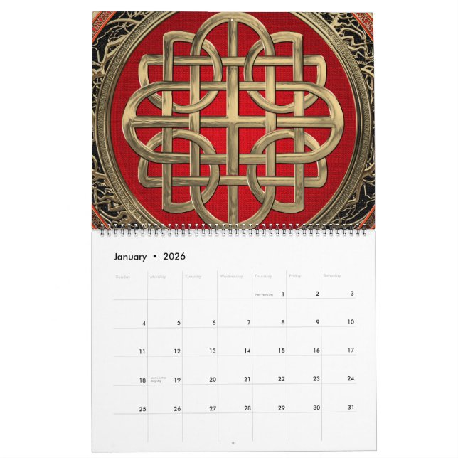 [100] Sacred Celtic Gold Knot Cross Calendar (Jan 2026)