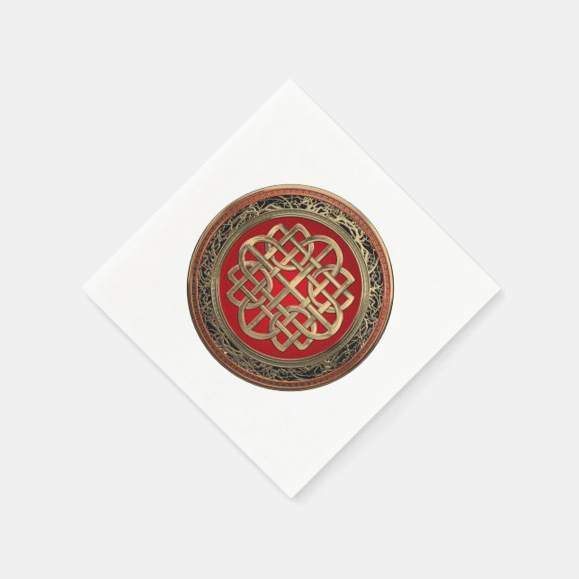 [100] Sacred Celtic Gold Knot Cross Napkin (Corner)