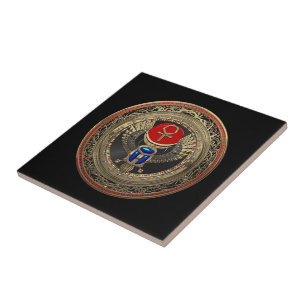 [100] Sacred Gold Egyptian Winged Scarab with Ankh Tile