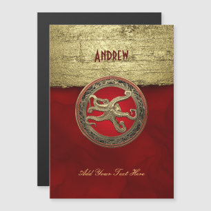 [100] Sacred Gold Octopus in Defensive Posture Magnetic Invitation