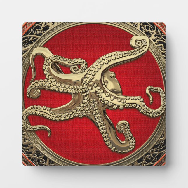 [100] Sacred Gold Octopus in Defensive Posture Plaque (Front)