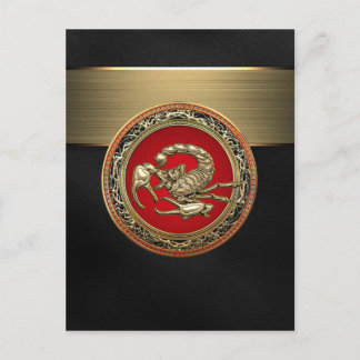 [100] Sacred Golden Scorpion on Red Postcard