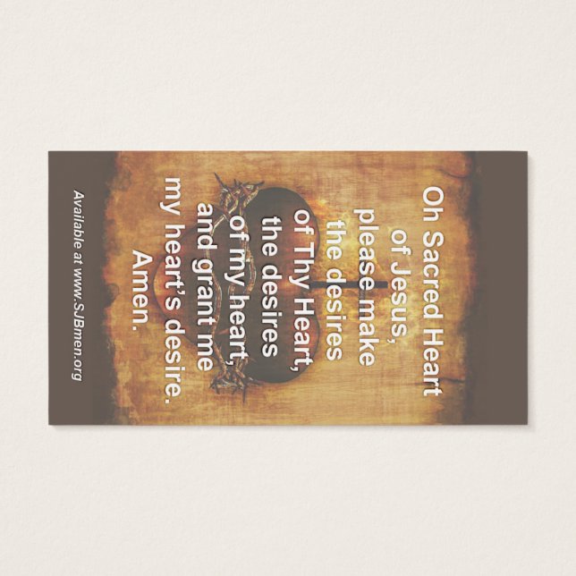 100 Sacred Heart Prayer Cards (Back)