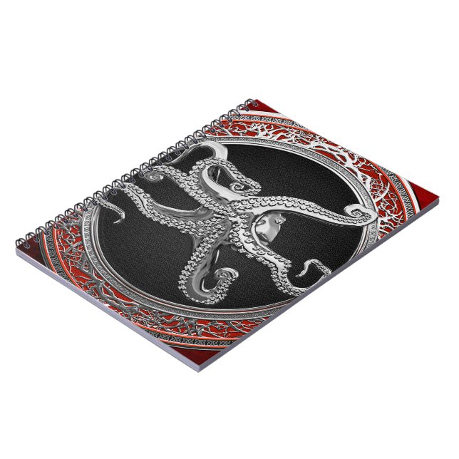 [100] Sacred Silver Octopus in Defensive Posture Notebook (Left Side)