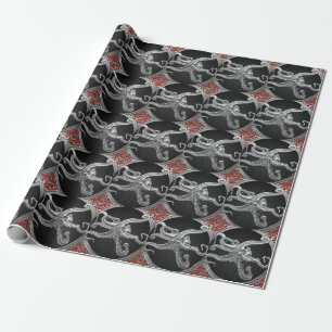 [100] Sacred Silver Octopus in Defensive Posture Wrapping Paper