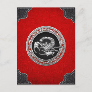 [100] Sacred Silver Scorpion on Black Postcard