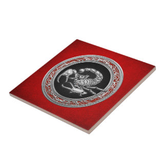 [100] Sacred Silver Scorpion on Black Tile
