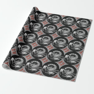 [100] Sacred Silver Scorpion on Black Wrapping Paper
