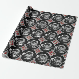 [100] Sacred Silver Scorpion on Black Wrapping Paper