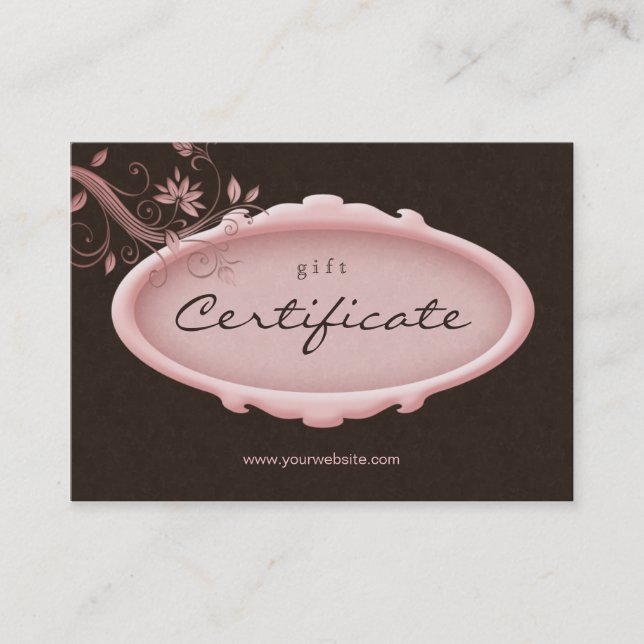 /100 Salon Gift Certificate Spa Floral Pink Brown (Front)