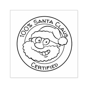 100% Santa Claus Certified Cute Cartoon Christmas Rubber Stamp