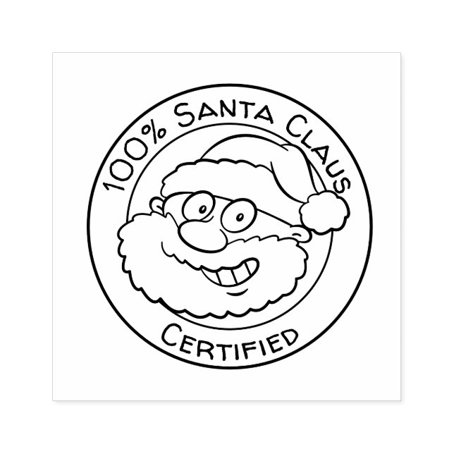 100% Santa Claus Certified Cute Cartoon Christmas Rubber Stamp (Imprint)