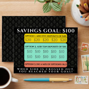 $100 Savings Goal Money Envelope